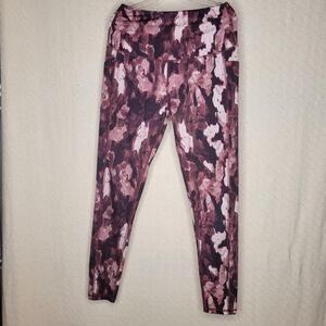 Abstract Pink and Black Leggings with Performance Fabric